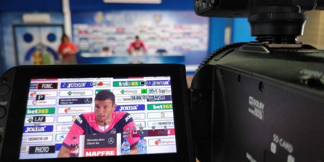 David Soria, en la rueda de prensa (Foto: Getafe CF).