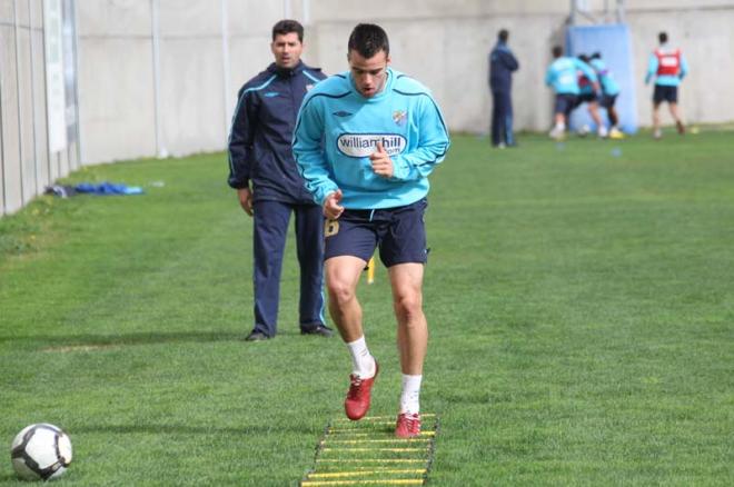 Edu Ramos, en una foto de archivo entrenándose con el Málaga.