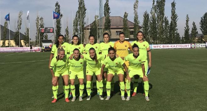 Once inicial del FC Barcelona femenino en el primer partido de Champions en Kazajistán.