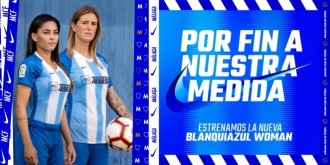 Nueva camiseta para mujer del Málaga CF (foto: www.malagacf.com)