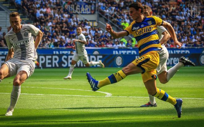 Acción del partido entre el Inter y el Parma.