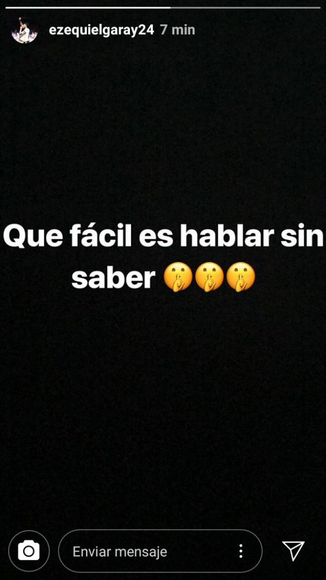 Mensaje de Ezequiel Garay en Instagram.