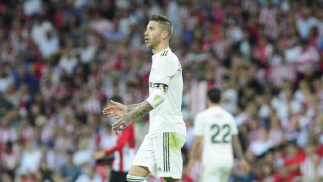 Sergio Ramos, durante el Athletic-Real Madrid.