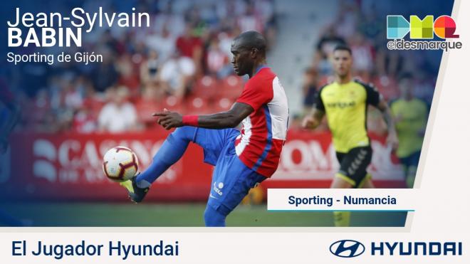 Babin, jugador Hyundai en el Sporting-Numancia.