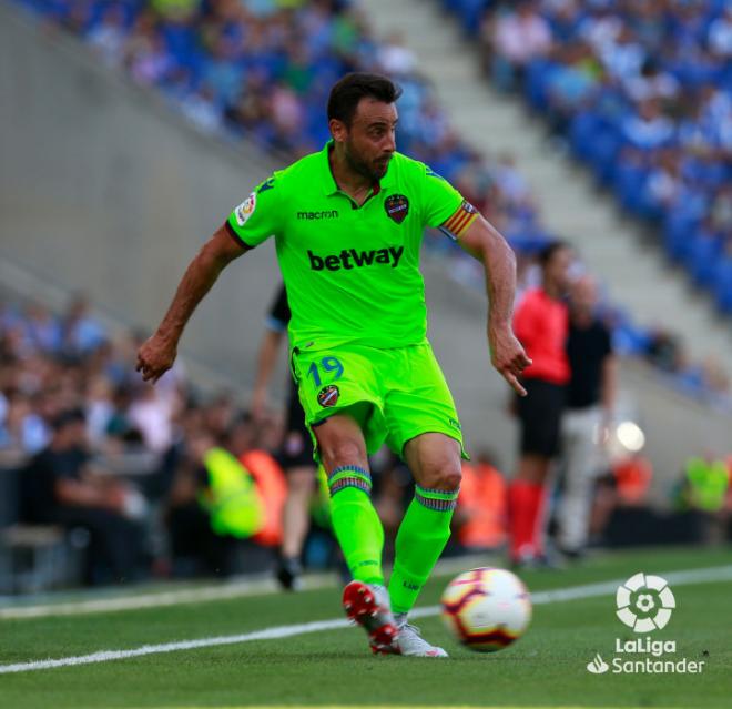 Pedro López, en el partido entre el Espanyol y el Levante (LaLiga Santander).