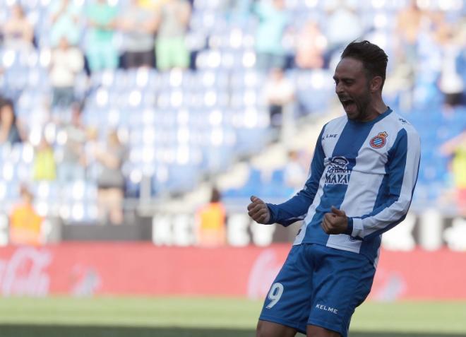 Sergio García celebra su gol ante el Levante (Foto: RCDE).