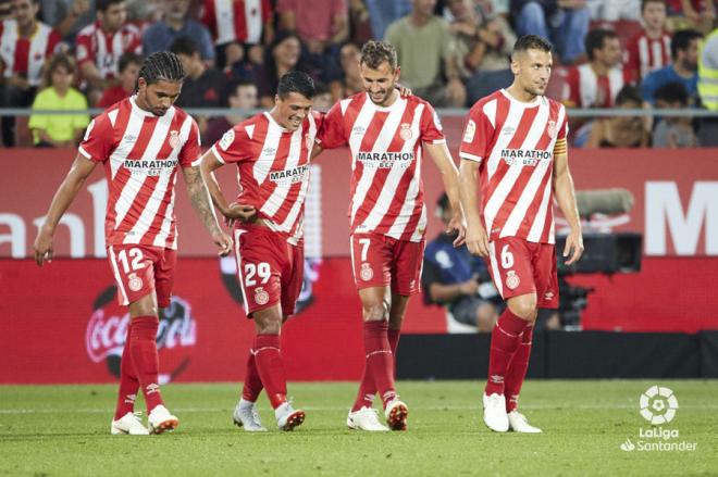 Los jugadores del Girona celebran uno de los goles (Foto:LaLiga)