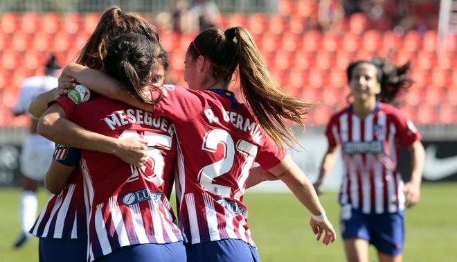 Las jugadoras del Atlético de Madrid celebran un gol (Foto: ATMF).