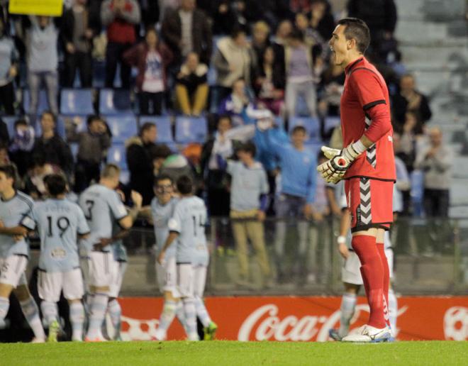 Jaime Jiménez, en la imagen de la desesperación en aquella derrota en Vigo (Foto: LaLiga).