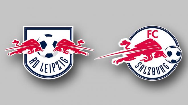 Los escudos del RB Leipzig y el FC Salzburgo.