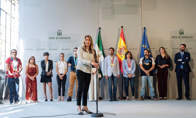Susana Díaz, en la recepción a los deportistas andaluces medallistas.