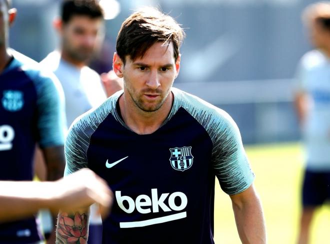 Messi, en un entrenamiento (Foto: FCB).