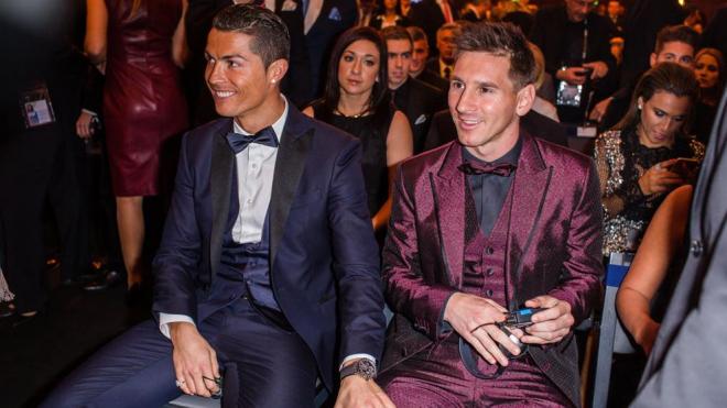 Cristiano Ronaldo y Leo Messi, en una gala pasada del The Best.