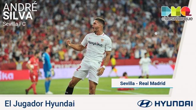 André Silva, el jugador Hyundai del Sevilla-Real Madrid.