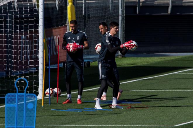 Keylors, Courtois y Casilla, en un entrenamiento del Real Madrid.
