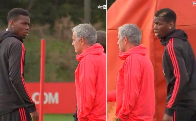 Mourinho y Pogba, en plena discusión (Foto: Sky Sports)