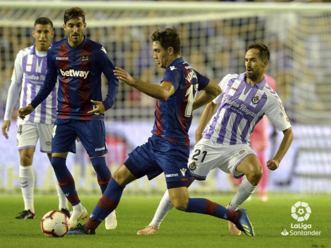 Vukcevic, durante el partido del Levante contra el Valladolid (LaLiga).