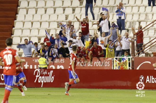 Gual celebra el gol en Albacete (LaLiga).