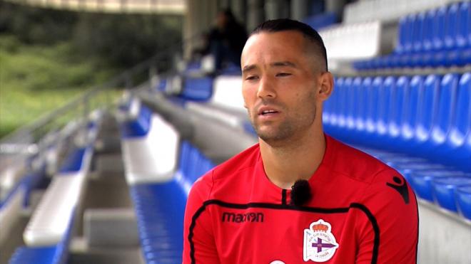 Quique González, jugador del Dépor, durante su entrevista en 'LaLiga 1|2|3 Magazine'.