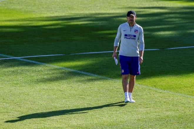Simeone, en un entrenamiento del Atlético de Madrid.