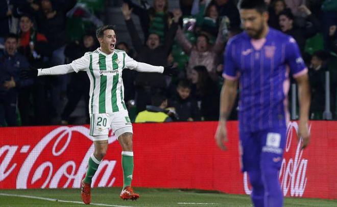 Tello celebra su gol en el partido contra el Leganés de la pasada temporada.