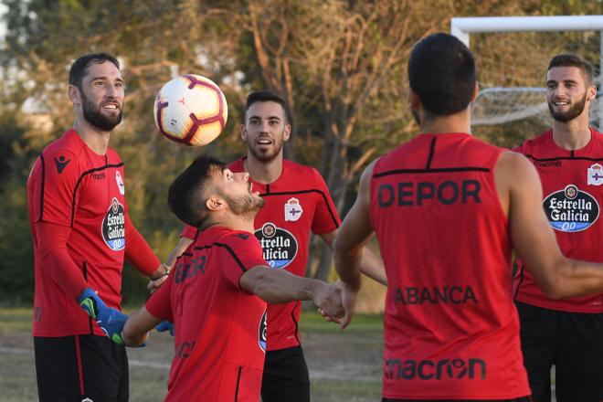 Entrenamiento del cuadro coruñés en Reus antes del Nàstic-Dépor (Foto: RCD).