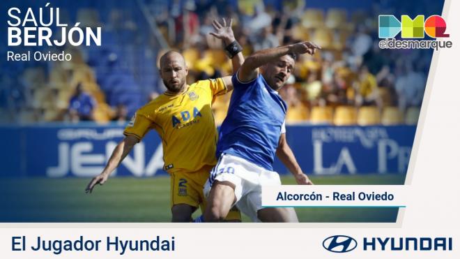 Saúl Berjón, el futbolista más destacado del Alcorcón-Real Oviedo.