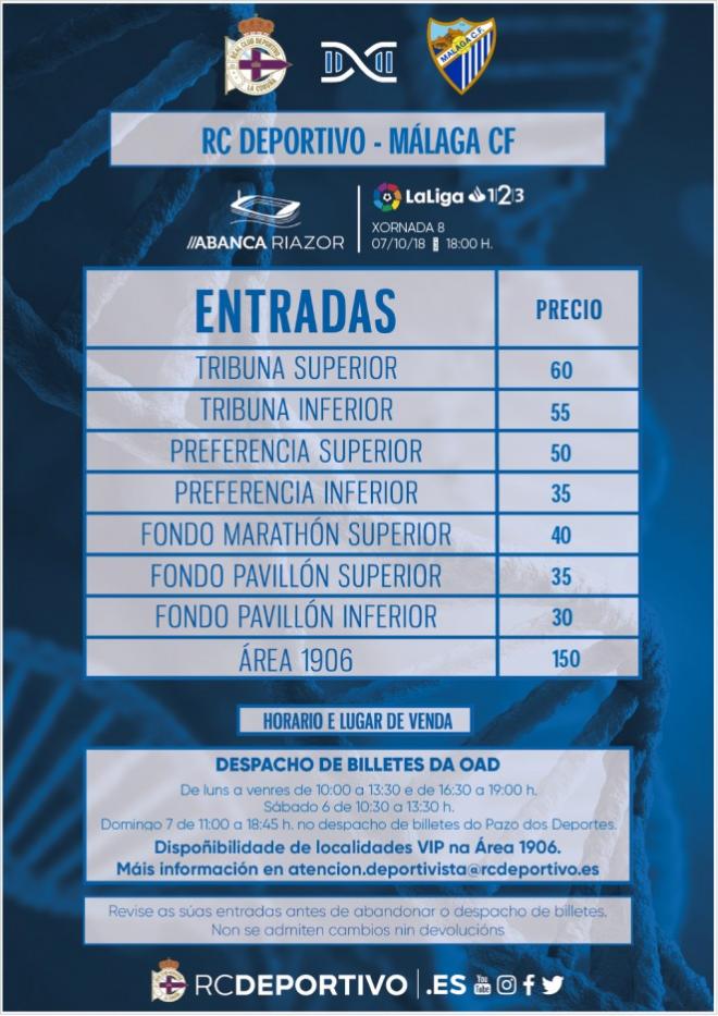 Entradas a la venta para el Deportivo-Málaga CF (Foto: RCD).