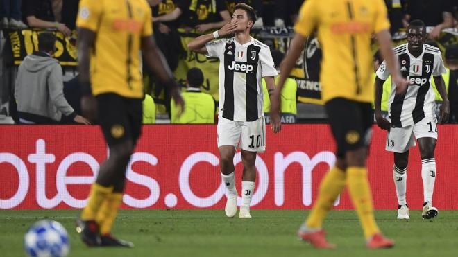 Dybala celebra un gol en el Juventus-Young Boys (Foto: UEFA).