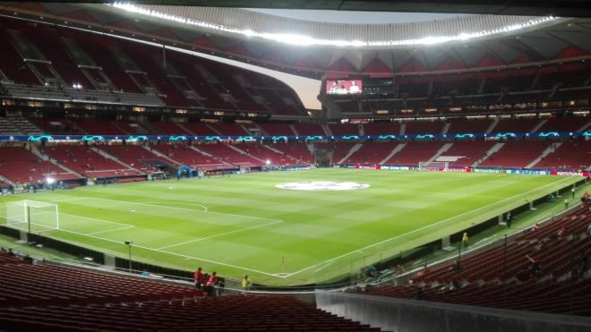 El Wanda Metropolitano, preparado para el partido.