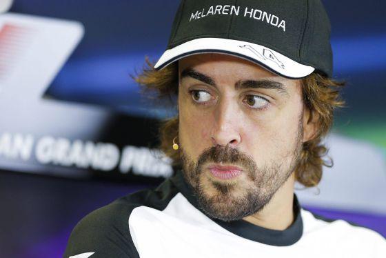 Fernando Alonso, durante la rueda de prensa de este jueves.