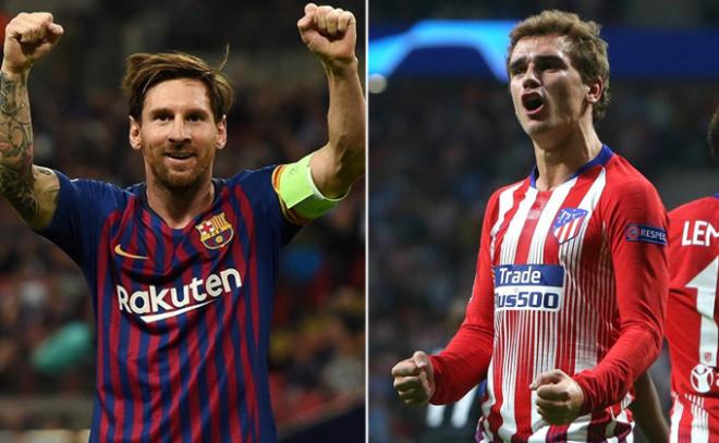 Leo Messi y Griezmann festejan sus goles en Champions.