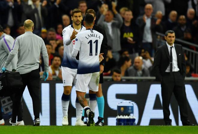 Llorente salió a campo en lugar de Lamela (Foto: EFE).