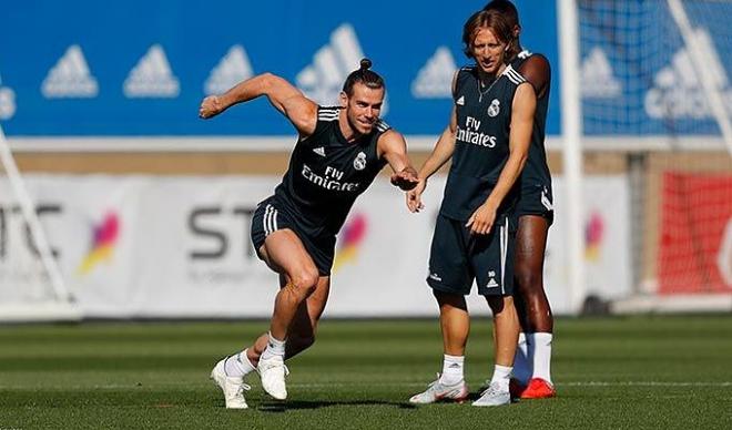 Entrenamiento de Bale con el Real Madrid (Foto: Real Madrid).