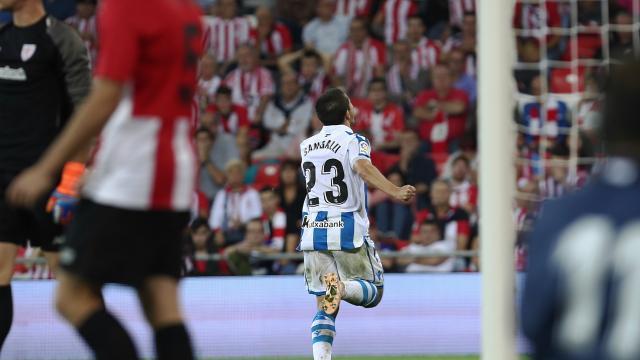 Luca Sangalli anotó su primer gol con la Real en San Mamés (LaLIga)