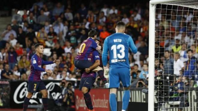 Messi celebra el gol del empate.