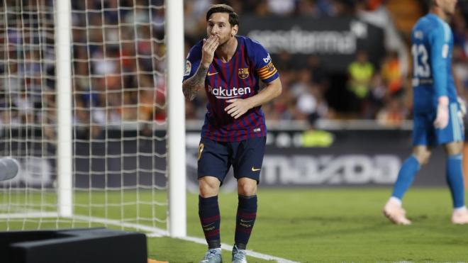 Gol de Messi, el jugador rival que más goles marcó antes de celebrar el Centenario Mestalla.