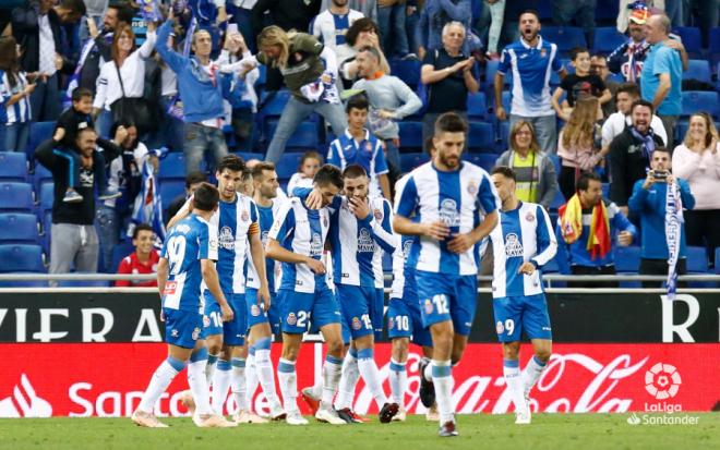 El Espanyol celebra el gol de Sergi Darder (foto: LaLiga).