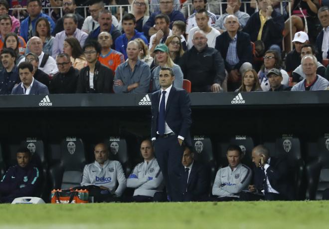 Valverde, en un Valencia-Barcelona como técnico azulgrana (Foto: David González).