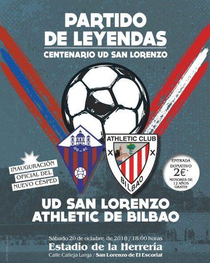 Cartel del 'Partido de Leyendas' que enfrentará a los Veteranos del Athletic y al San Lorenzo.