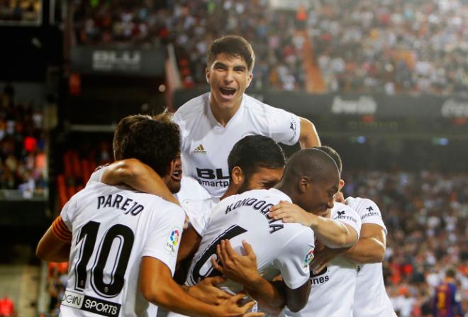 Soler celebra un gol con el Valencia CF (Foto: LaLiga).