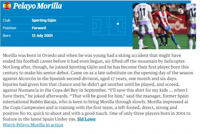 Descripción de Pelayo Morilla en The Guardian.