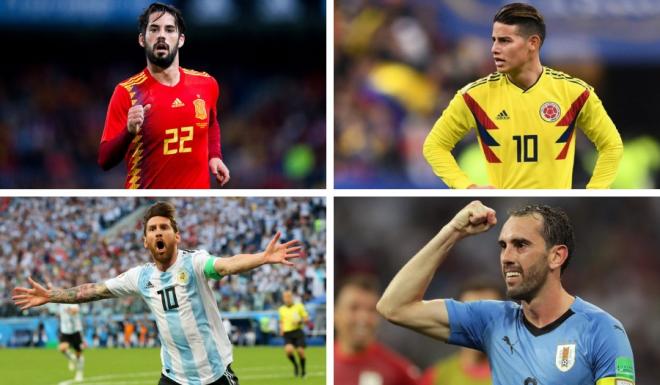 Isco, James Rodríguez, Leo Messi y Diego Godín, varios de los mejores jugadores hispanos.