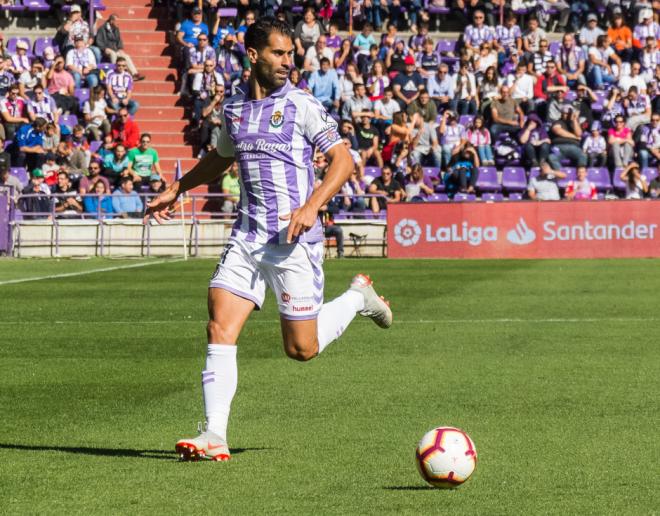 Javi Moyano, en el duelo ante la SD Huesca en el José Zorrilla (Foto: RealValladolid.es).