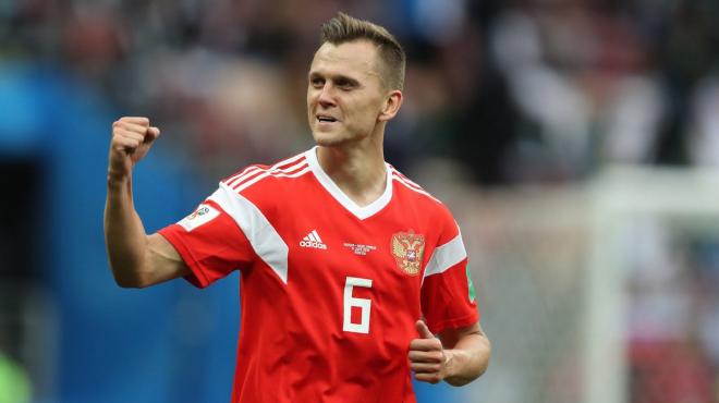 Cheryshev celebra un gol con Rusia durante el parón de selecciones.