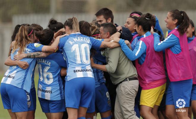 El Málaga CF Femenino, una piña tras un gol ante el Espanyol (Foto: LaLiga).