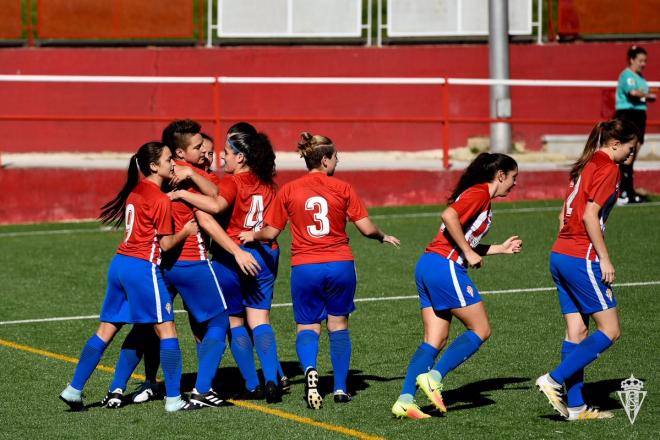 Jugadoras del Sporting Femenino celebran un gol (Foto: Real Sporting).