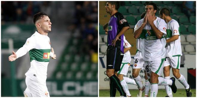 Borja y Fajardo celebrando un gol al Málaga con once años de diferencia.