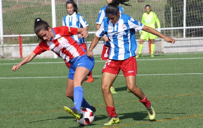 Lance del encuentro entre el Sporting y el Dépor femenino (Foto: RSG).