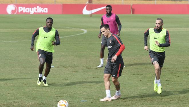 Roque Mesa, en el entrenamiento del domingo (Foto: Sevilla FC).